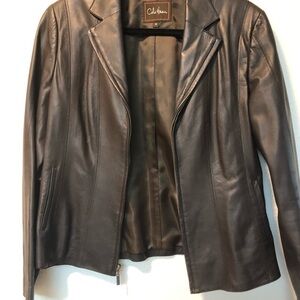 Cole Haan Black Leather Jacket Classic Blazer Style